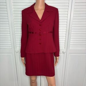 NANETTE LEPORE Vintage Petites Crimson 2-Pc Dress & Blazer Suit Set Size XS